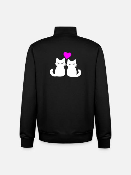 Katzen Verliebt Paar - Unisex Organic Zip Sweatshirt by Stanley/Stella - black
