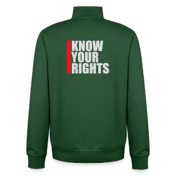 Know Your Rights Activism Justice Freedom - Unisex Organic Zip Sweatshirt by Stanley/Stella - bottle green - Back - AI Model Male 185 dark (185cm)