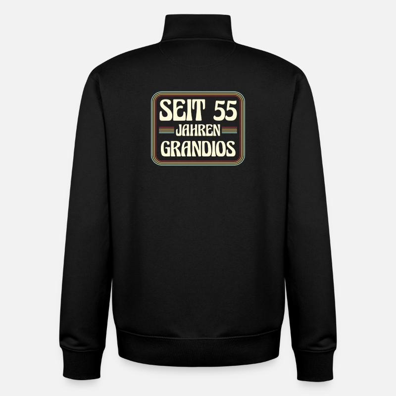 55 ans Anniversaire 55 - Sweat zippé unisexe en coton bio Stanley/Stella - noir