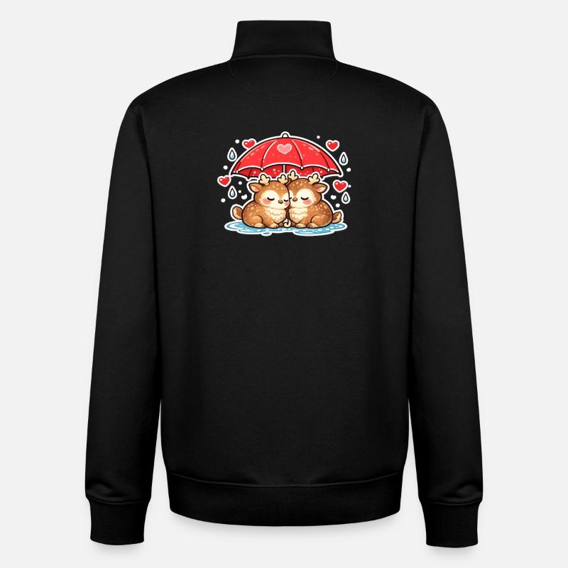 Two deer under umbrella - Unisex Organic Zip Sweatshirt by Stanley/Stella - black