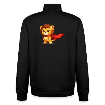 Minihero Lion – Little Super Lion - Unisex Organic Zip Sweatshirt by Stanley/Stella - black - Back - AI Model Male 185 light (185cm)