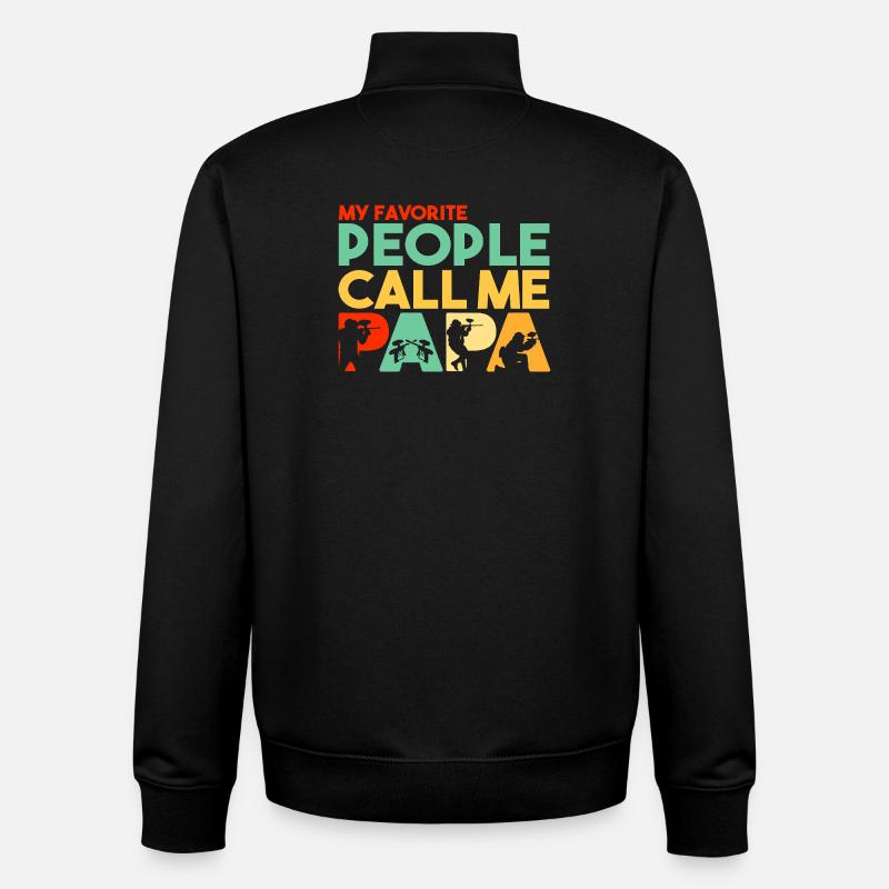 Paintball Papa Retro Hobbyist Silhouette Art - Sweat zippé unisexe en coton bio Stanley/Stella - noir