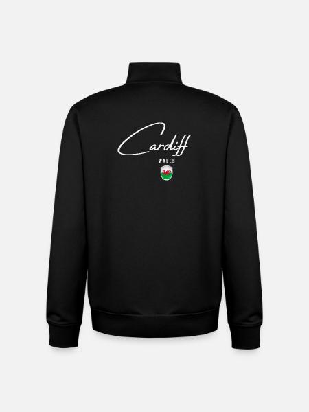 Cardiff Wales, elegant design Cardiff - Unisex Organic Zip Sweatshirt by Stanley/Stella - black