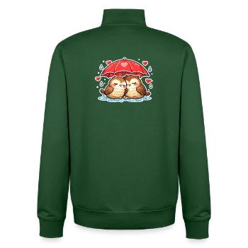 Kissing owls under umbrella - Unisex Organic Zip Sweatshirt by Stanley/Stella - bottle green - Back - AI Model Male 185 dark (185cm)