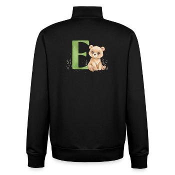 E mit Teddy: Verspielter Buchstabe E - Unisex Organic Zip Sweatshirt von Stanley/Stella - Schwarz - Hinten - AI Model Male 185 light (185cm)