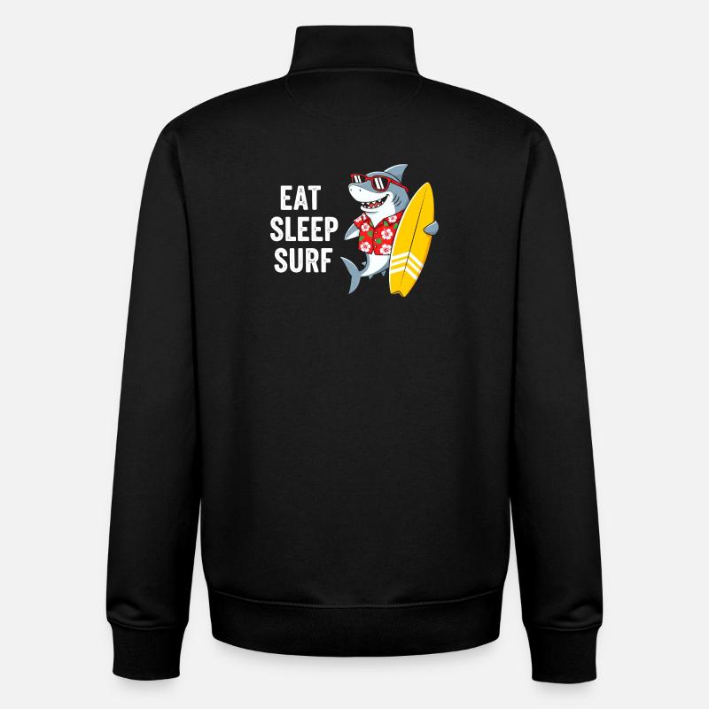 Mange Dors Requin de Surf - Sweat zippé unisexe en coton bio Stanley/Stella - noir