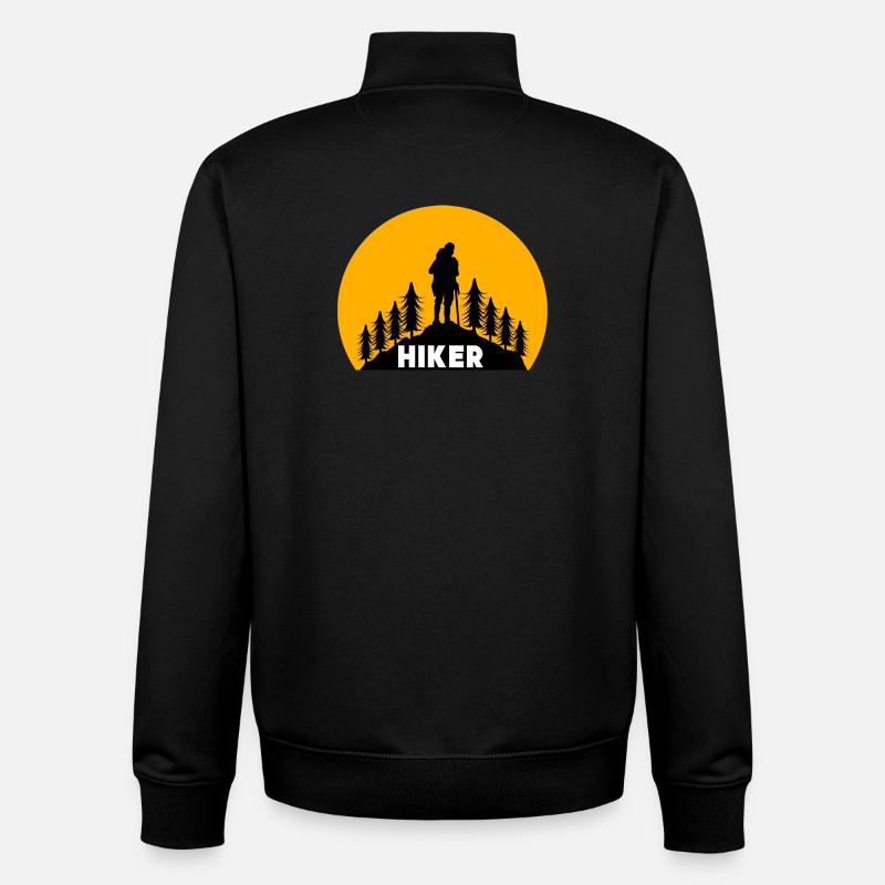 Hike Saying Hiking Hikers Climbing Mountains - Unisex Organic Zip Sweatshirt by Stanley/Stella - black