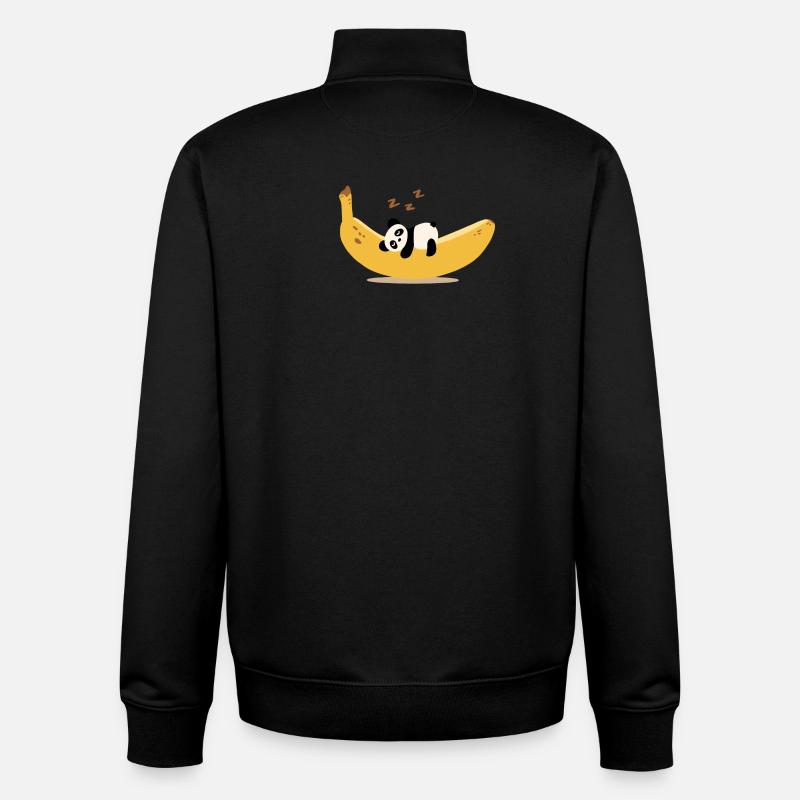 Panda bananier - Sweat zippé unisexe en coton bio Stanley/Stella - noir