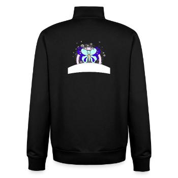 Papillon coloré avec champ d’écriture - Sweat zippé unisexe en coton bio Stanley/Stella - noir - Dos - AI Model Male 185 light (185cm)