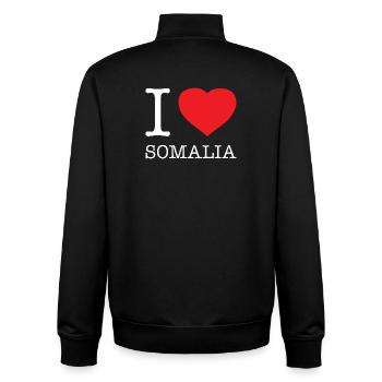 J’AIME LA SOMALIE - Sweat zippé unisexe en coton bio Stanley/Stella - noir - Dos - AI Model Male 185 light (185cm)