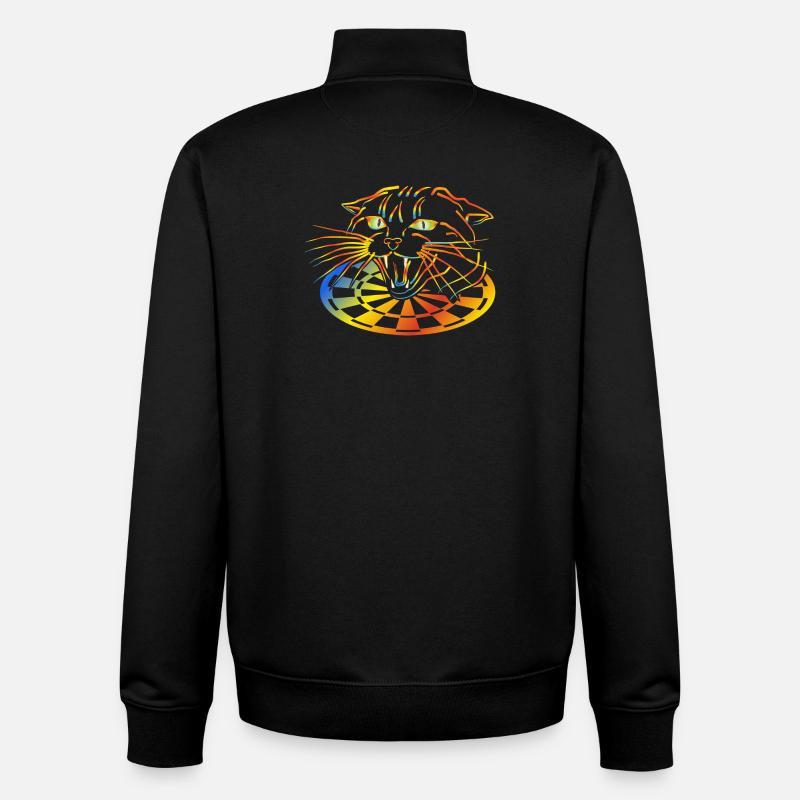 Darts Rainbow Cat Neon Art - Unisex Organic Zip Sweatshirt by Stanley/Stella - black