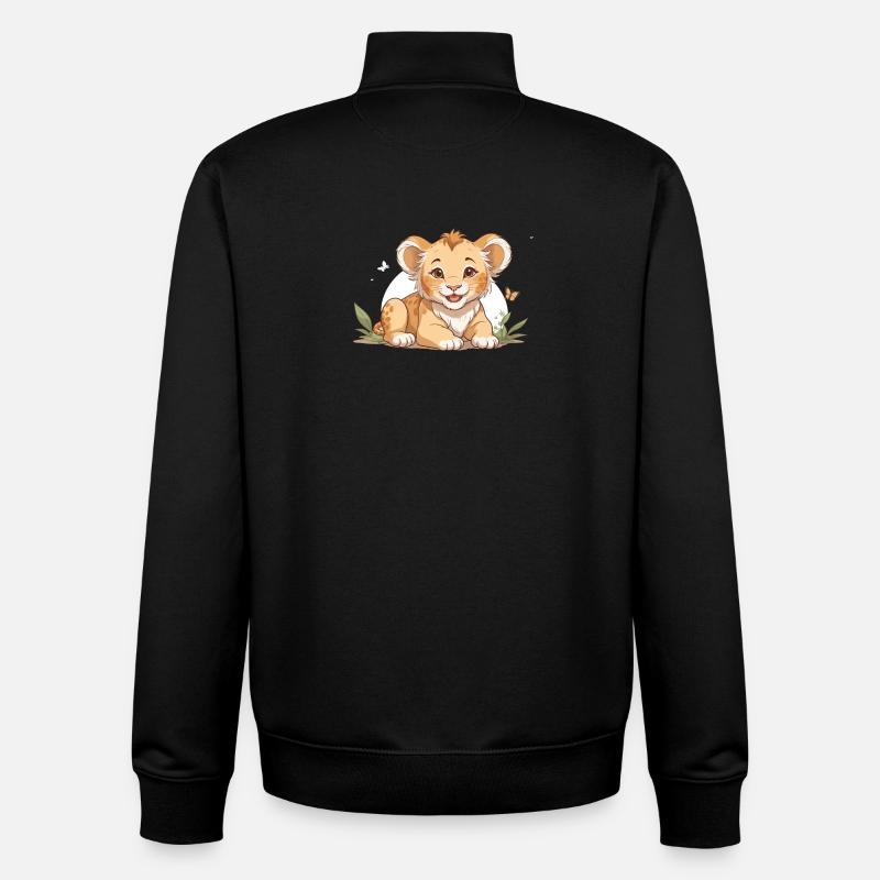 Lion cub with butterflies - Unisex Organic Zip Sweatshirt by Stanley/Stella - black
