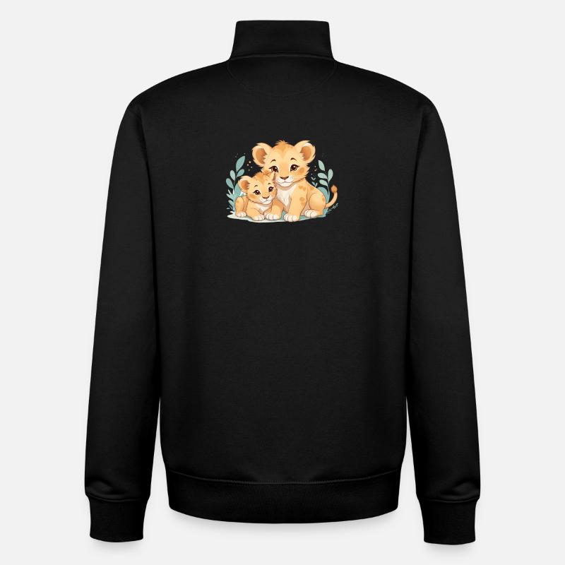 Câlins de lionceaux - Sweat zippé unisexe en coton bio Stanley/Stella - noir