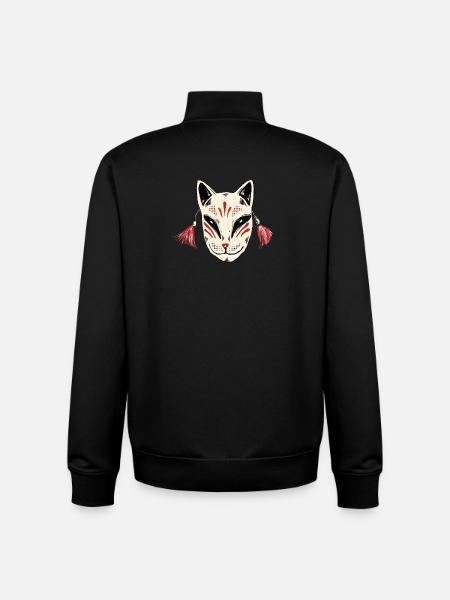 Kitsune Mask with Red Tassels - Unisex Organic Zip Sweatshirt by Stanley/Stella - black