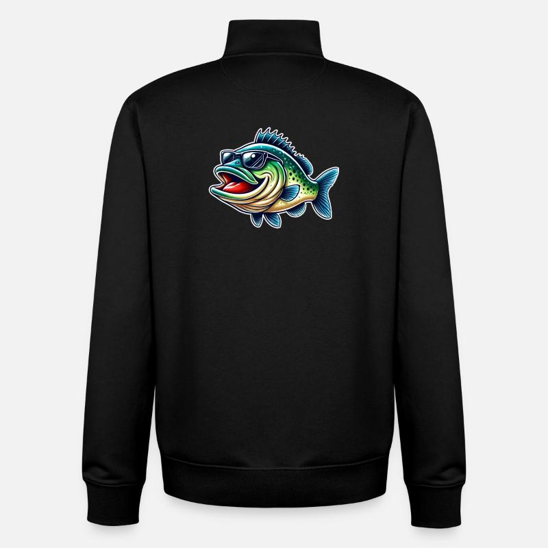 Pêche à la perche - Sweat zippé unisexe en coton bio Stanley/Stella - noir