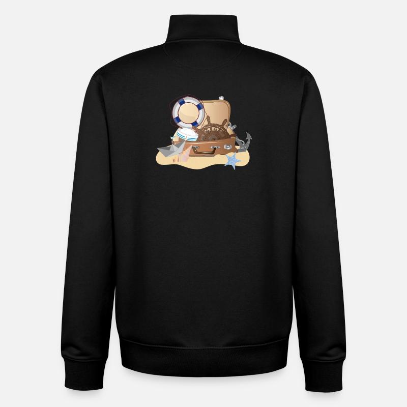 Maritimer Koffer – Nautisches Urlaubsdesign - Unisex Organic Zip Sweatshirt von Stanley/Stella - Schwarz