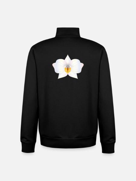 Herkkä orkidean kukka pastelliväreissä - Unisex vetoketjullinen collegepaita luomupuuvillasta Stanley/Stellalta - musta