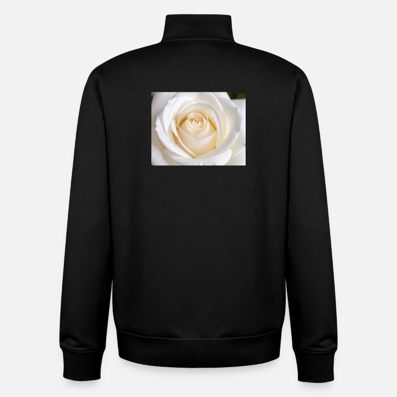 Rose Blanche Épurée pour Impression - Sweat zippé unisexe en coton bio Stanley/Stella - noir