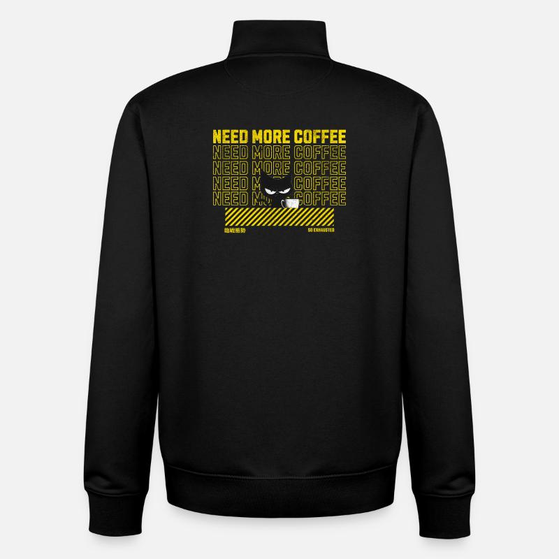 Schwarze Katze mit Kaffeetasse Illustration - Unisex Organic Zip Sweatshirt von Stanley/Stella - Schwarz