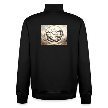 Uhrenschlange: Mythos und Zeit - Unisex Organic Zip Sweatshirt von Stanley/Stella - Schwarz - Hinten - AI Model Male 185 light (185cm)