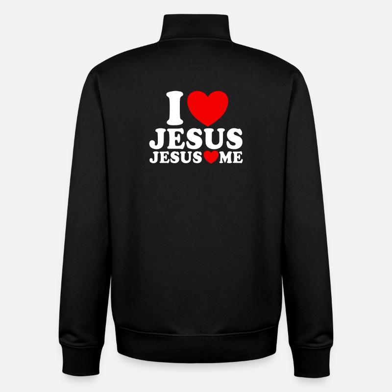 J’aime Jésus Jésus m’aime Foi chrétienne - Sweat zippé unisexe en coton bio Stanley/Stella - noir