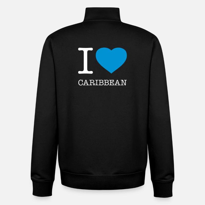 I love Caribbean Karibik - Unisex Organic Zip Sweatshirt by Stanley/Stella - black