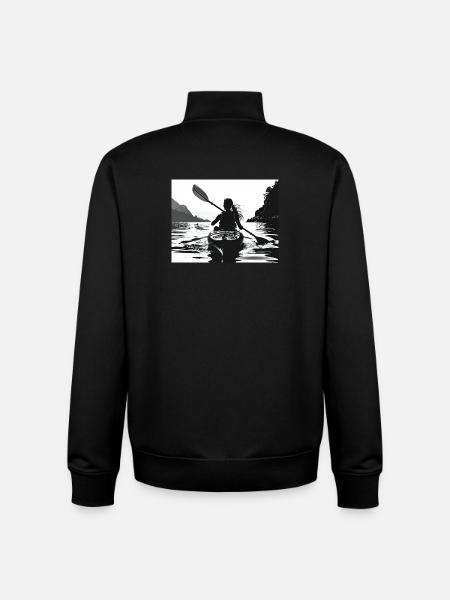 Black and White Waterfront Kayaking Adventure - Unisex Organic Zip Sweatshirt by Stanley/Stella - black