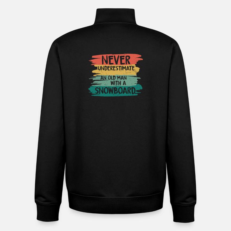 Never underestimate old snowboarder - Unisex Organic Zip Sweatshirt von Stanley/Stella - Schwarz