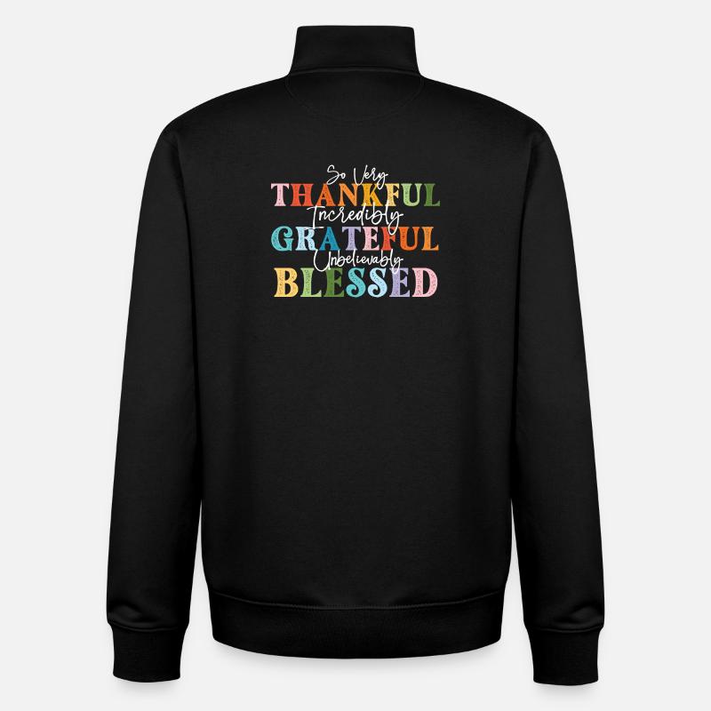 So Very Thankful Grateful Fall - Unisex Organic Zip Sweatshirt by Stanley/Stella - black