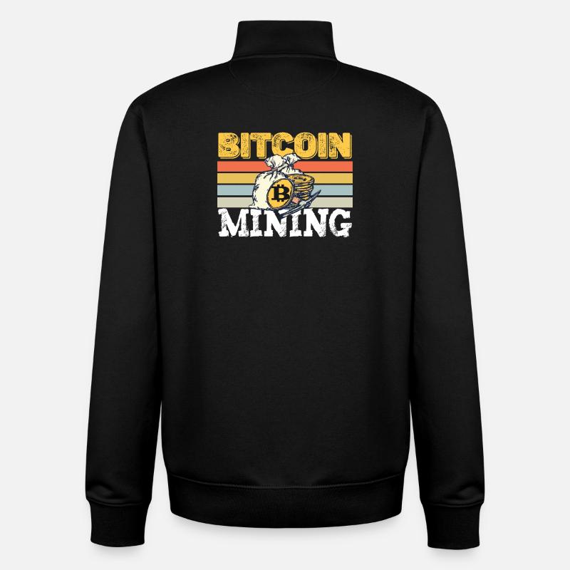 Bitcoin mining retro - Unisex Organic Zip Sweatshirt by Stanley/Stella - black