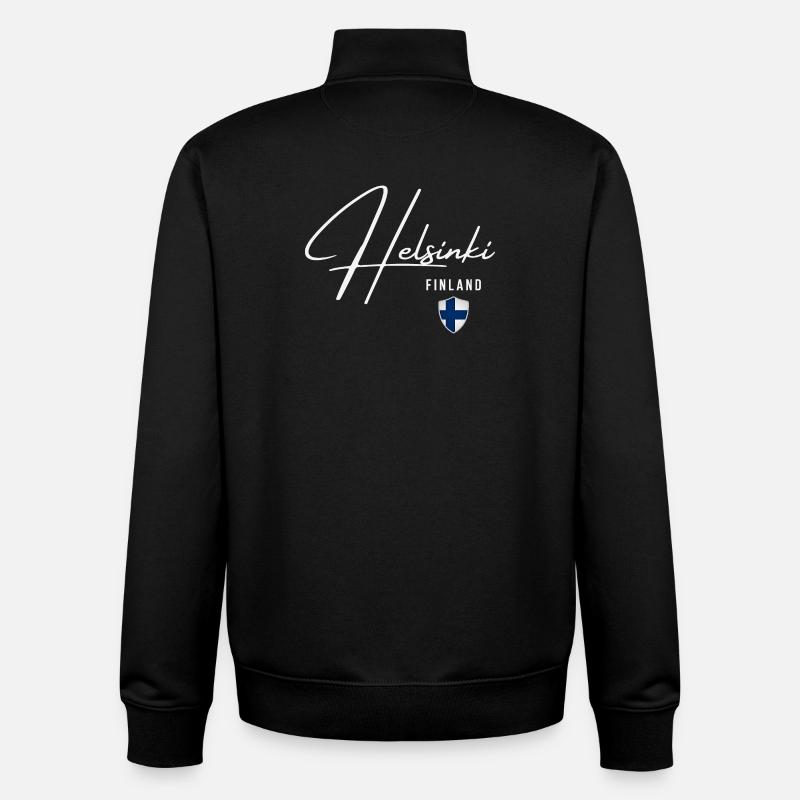 Helsinki Finlande, design élégant Helsinki - Sweat zippé unisexe en coton bio Stanley/Stella - noir