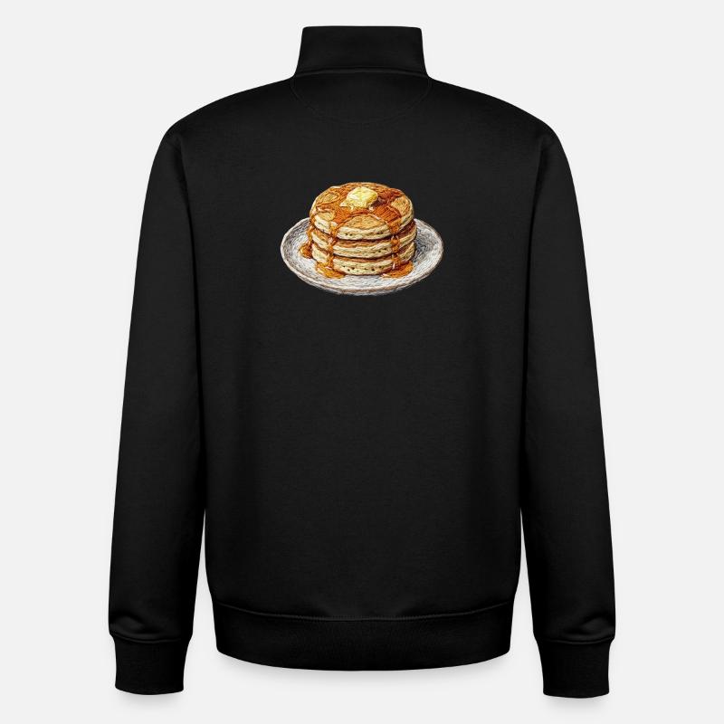 Pancakes américaines brodées – (Imprimé) - Sweat zippé unisexe en coton bio Stanley/Stella - noir