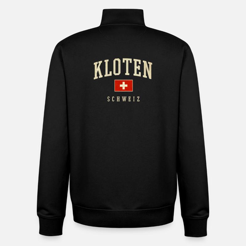 Logo rétro de Kloten Suisse - Sweat zippé unisexe en coton bio Stanley/Stella - noir