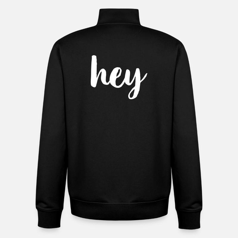 Hey greeting hello - Unisex Organic Zip Sweatshirt by Stanley/Stella - black