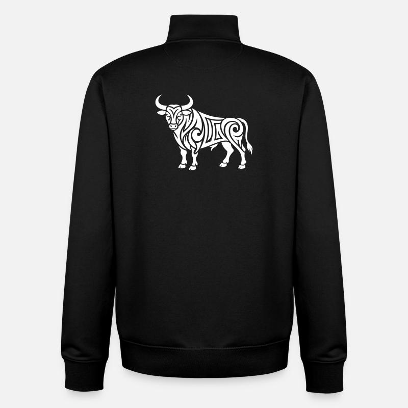 Just a White Bull #3 | N-imal_Wears - Sweat zippé unisexe en coton bio Stanley/Stella - noir