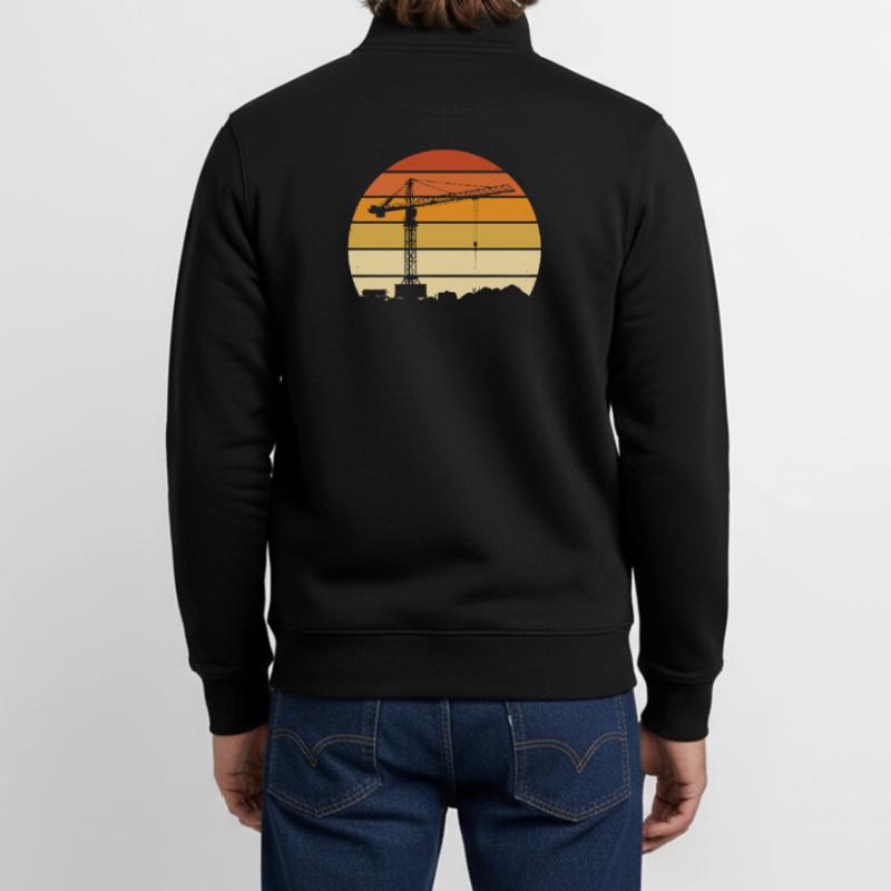 Crane Operator Retro Design – Construction Site & Construction Crane Unisex Organic Zip Sweatshirt by Stanley/Stella