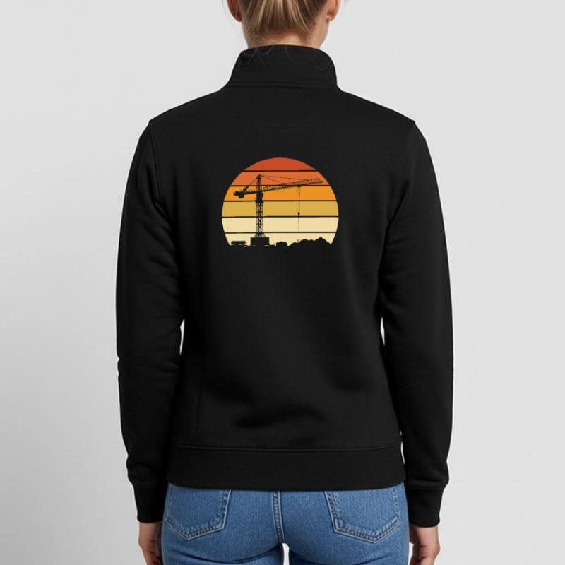 Crane Operator Retro Design – Construction Site & Construction Crane Unisex Organic Zip Sweatshirt by Stanley/Stella