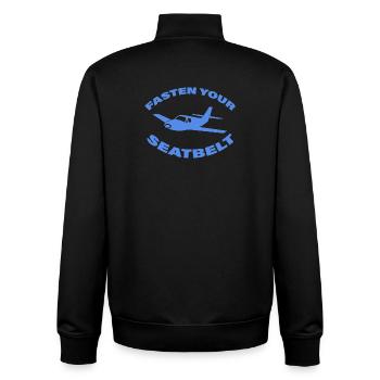 FASTING YOUR SEATBELT - Unisex Organic Zip Sweatshirt by Stanley/Stella - black - Back - AI Model Male 185 light (185cm)