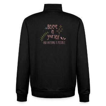 Believe in yourself - Unisex Organic Zip Sweatshirt by Stanley/Stella - black - Back - AI Model Male 185 light (185cm)