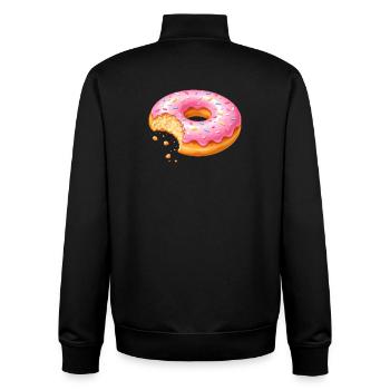 Donut mit Biss – Süßes Dessert Design   - Unisex Organic Zip Sweatshirt von Stanley/Stella - Schwarz - Hinten - AI Model Male 185 light (185cm)