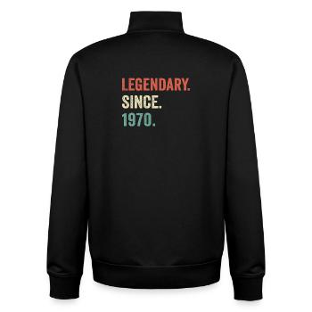 legendary since 1970 - Unisex Organic Zip Sweatshirt by Stanley/Stella - black - Back - AI Model Male 185 light (185cm)