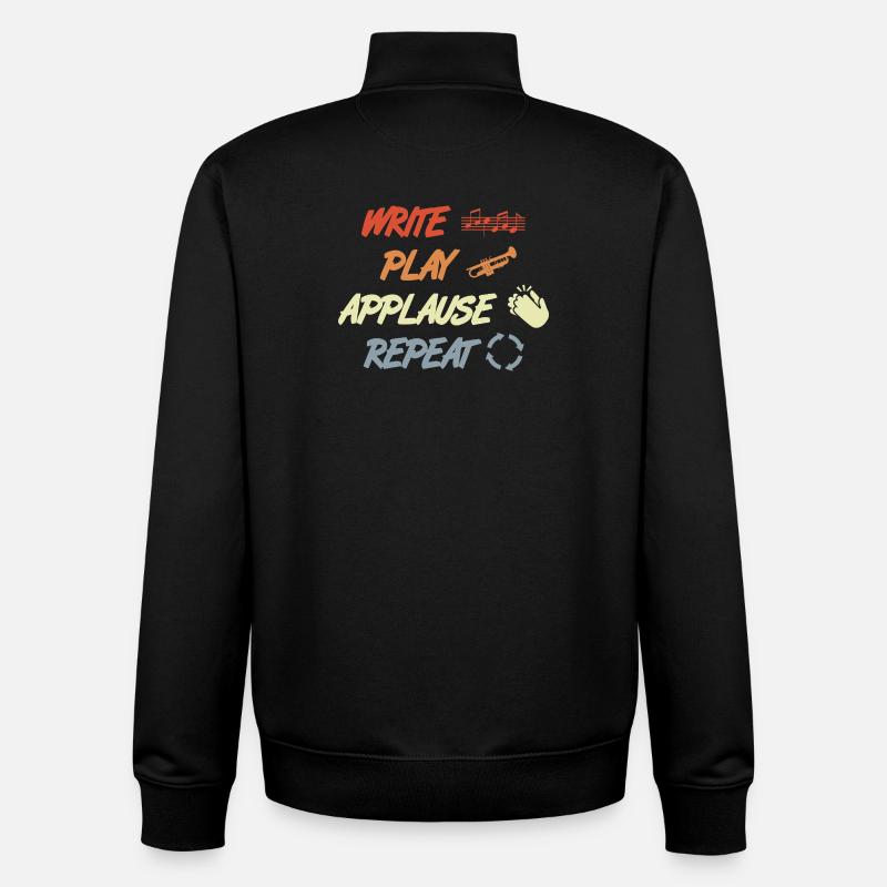 Écrire, Jouer, Applaudir, répéter - Sweat zippé unisexe en coton bio Stanley/Stella - noir