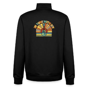 In tune with Joy - Retro Sunset and Ukulele - Unisex Organic Zip Sweatshirt von Stanley/Stella - Schwarz - Hinten - AI Model Male 185 light (185cm)