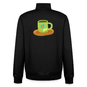 Tasse de thé Anniversaire Matin Grognon - Sweat zippé unisexe en coton bio Stanley/Stella - noir - Dos - AI Model Male 185 light (185cm)