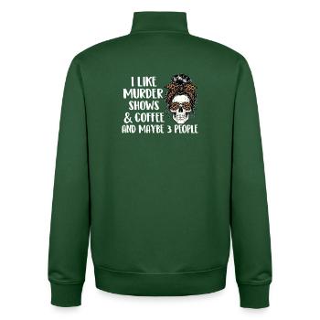 Murder Shows Coffee Maybe 3 People Funny - Unisex Organic Zip Sweatshirt by Stanley/Stella - bottle green - Back - AI Model Male 185 dark (185cm)