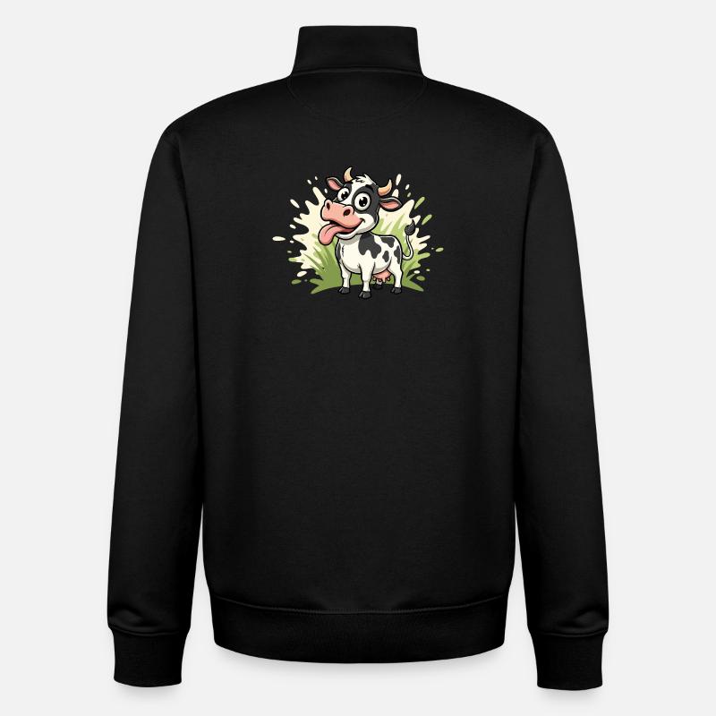 Kuh Cartoon auf Gras - Unisex Organic Zip Sweatshirt von Stanley/Stella - Schwarz