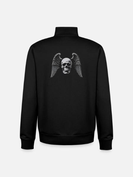 Winged Skull Gothic Emblem - Unisex Organic Zip Sweatshirt by Stanley/Stella - black