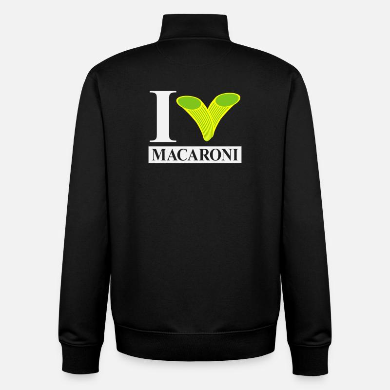 I love macaroni - Unisex Organic Zip Sweatshirt by Stanley/Stella - black