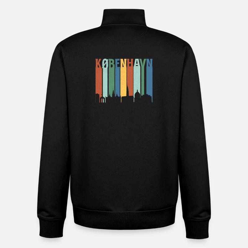 København Neon Skyline Pattern - Unisex Organic Zip Sweatshirt by Stanley/Stella - black
