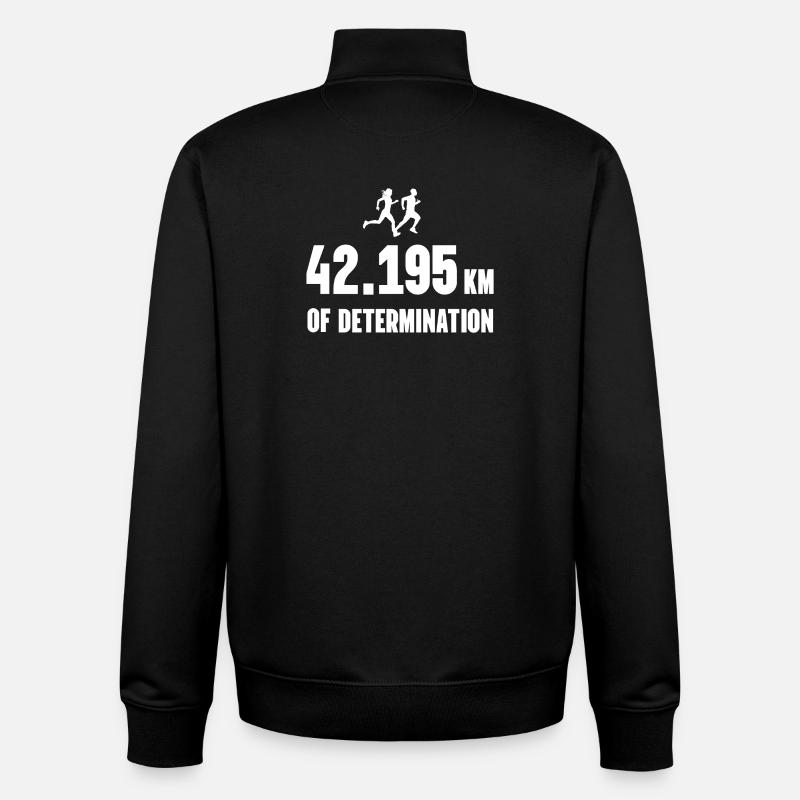 Marathon - 42,195 km de détermination - Sweat zippé unisexe en coton bio Stanley/Stella - noir